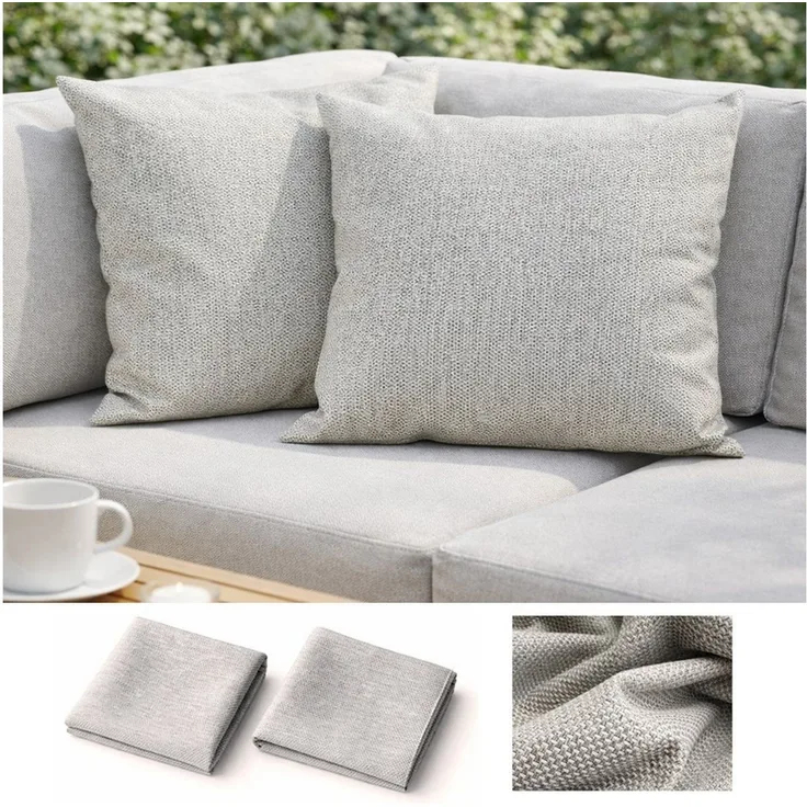 BABEES Kissenbezüge Premium Kissenbezug 2er Set Outdoor Garten Balkon UV Wasserdicht, Terrasse Wasserfest Dekokissen Kissenbezüge Kissenhülle Leinenstruktur