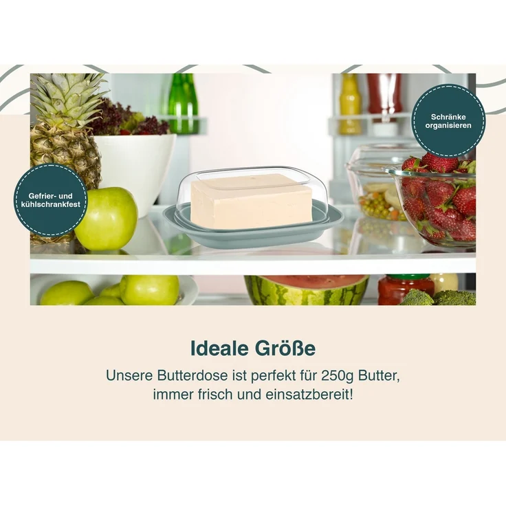 uandu home Butterdose mit Deckel Kunststoff, Butterbehälter, Butter dish, Butterdosen, (Butterschale mit Deckel, Butterdose spülmaschinenfest, Butterbox, Butter Box Dose) – Bild 2