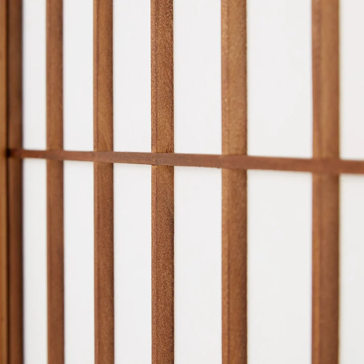 Paravent Raumteiler 4 teilig, Holz Reispapier Braun & Weiß – Bild 9