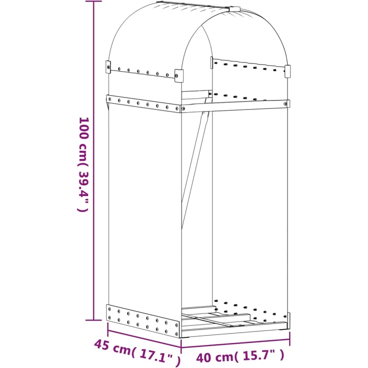 vidaXL Holzkorb Anthrazit 40x45x100 cm Verzinkter Stahl 364557 – Bild 8