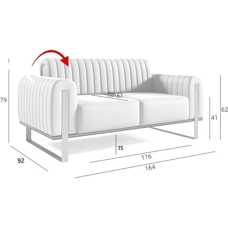 Sofa Designersofa VALERIE 2-Sitzer in Stoff Elisa Velvet Bordeauxrot – Bild 2
