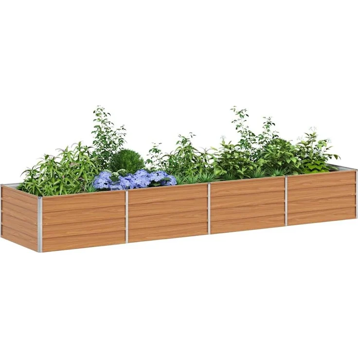 vidaXL Hochbeet Hellbraun 320 x 80 x 45 cm Verzinkter Stahl 42017337 – Bild 2