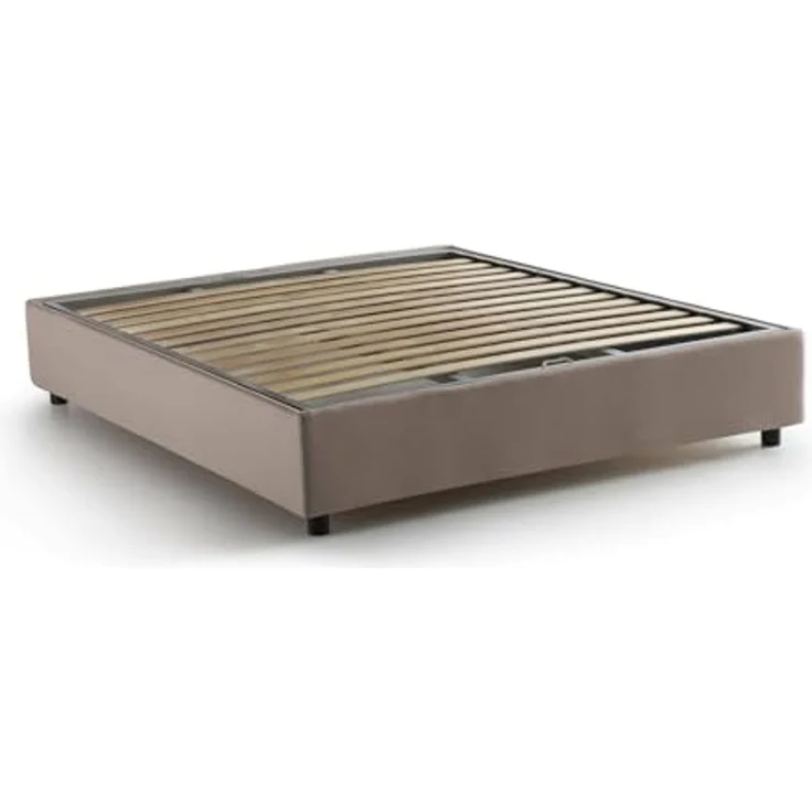 Talamo Italia - Doppelbett „Grace“, Bettkasten mit Stoffbezug, 100 % Made in Italy, Öffnung vorne, inklusive Matratze 160 x 200 cm, Taupe – Bild 6