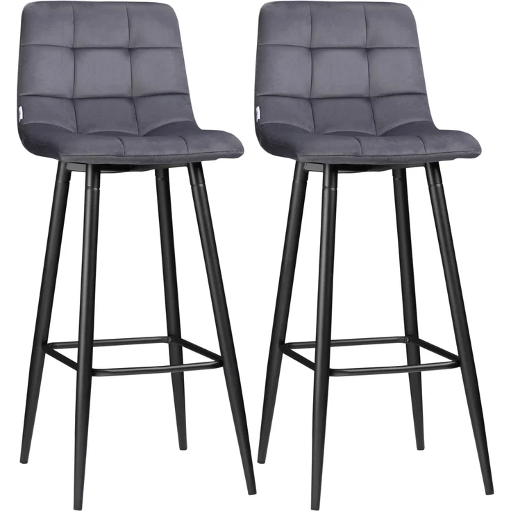 HOMCOM Barhocker-Set, Polyester, Stahl, Grau, 42L x 55B x 103H cm – Bild 1