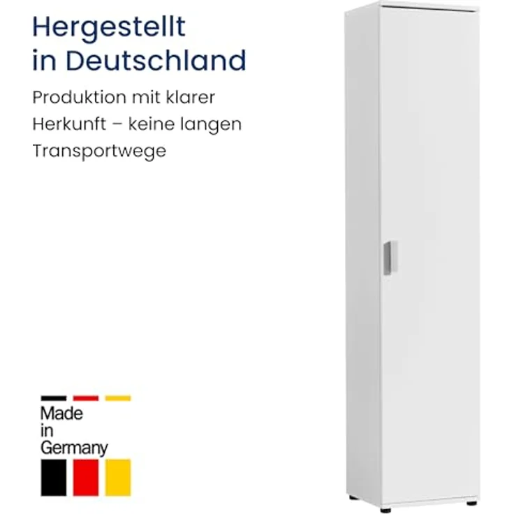Home Collective Mehrzweckschrank Schmaler 40 cm breit mit 1 Tür & 4 Einlegeböden (Universalschrank Haushaltsschrank für Haushalt, Flur, Büro oder Schlafzimmer) 40x35x184 cm (BxTxH), Weiß – Bild 8