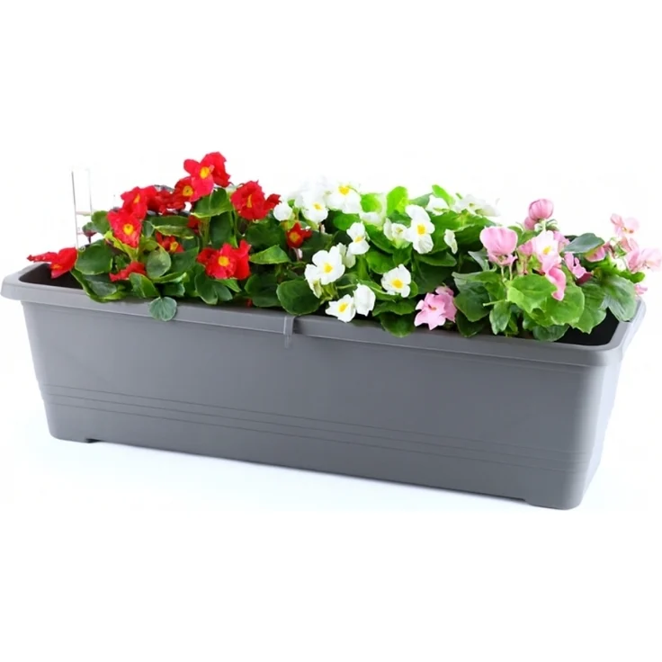 Blumenkasten Balkon 60 cm Balkonkasten mit Halterung Blumenkasten mit Wasserspeicher Fensterbank Außen Balkongeländer Blumenkastenhalterung – Bild 1