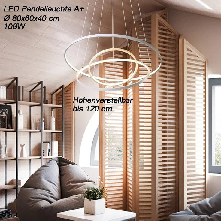 Euroton LED Pendelleuchte LED Pendelleuchte 2130 LED Hängelampe mit Fernbedienung, LED fest integriert, kalt - warm, 7000 k - 3000 k stufenlos einstellbar – Bild 6