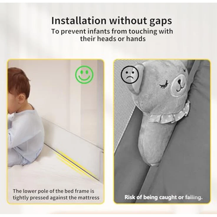 HUOLE Rausfallschutz Bett, Bettgitter für Kinder, Babybettgitter für Kleinkinder, Kinderbettgitter mit luftiges Netz, Bed Rail stabile Bauweise, einfache Montage-1,8 m – dunkelgrau – Bild 6