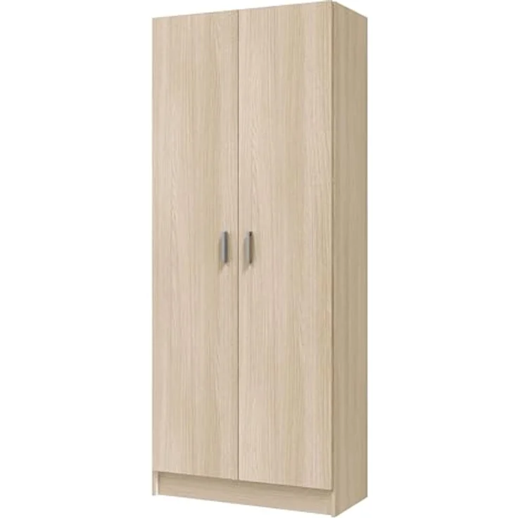 Mehrzweck-Kleiderschrank mit zwei Flügeltüren und zwei höhenverstellbaren Einlegeböden, Eichenfarbe, 73x37 x H180 cm – Bild 7