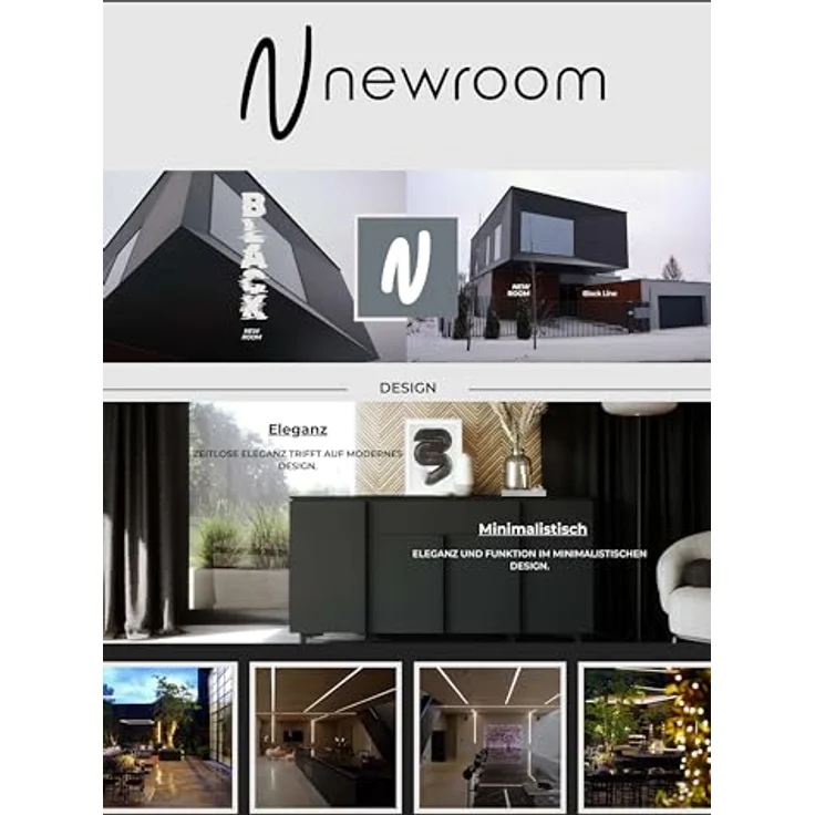 Newroom Sideboard Lumaro, Schwarz Kommode Modern Minimalitisch Modern Highboard Anrichte Wohn... – Bild 6