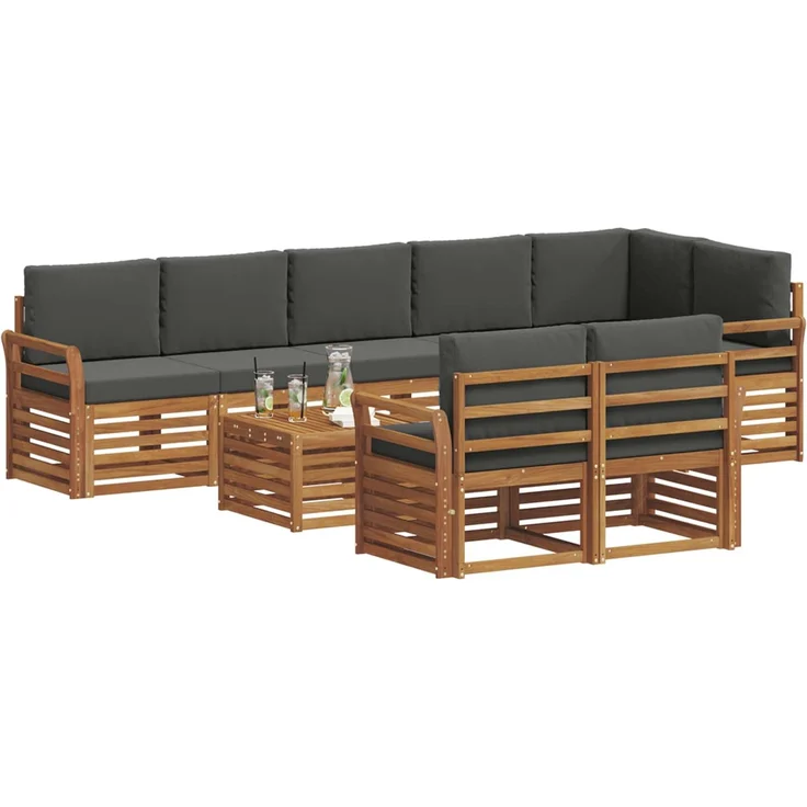 vidaXL Outdoor-Sofagarnitur 9 stk. 8-Sitzer Natur und Anthrazit 3375052 – Bild 3