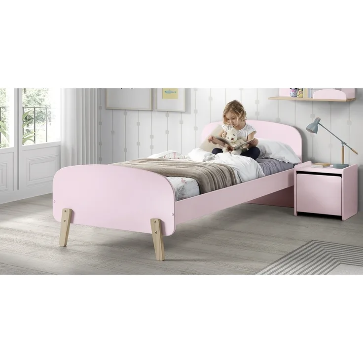 Einzelbett Kiddy 90 x 200 cm Nachtkonsole MDF Rosa