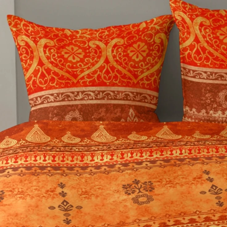 CASATEX Bettwäsche Indi Terra-Orange Biber 200 x 220 + 2x 80 x 80 cm – Bild 5