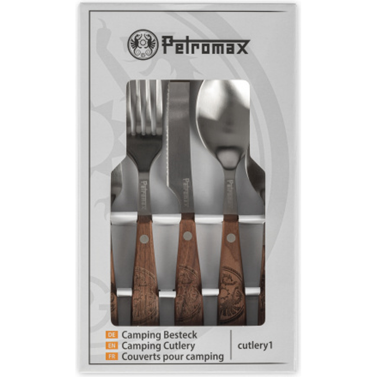 Petromax Camping Besteck 5-teiliges Besteck-Set aus Edelstahl und Walnussholz – Bild 8