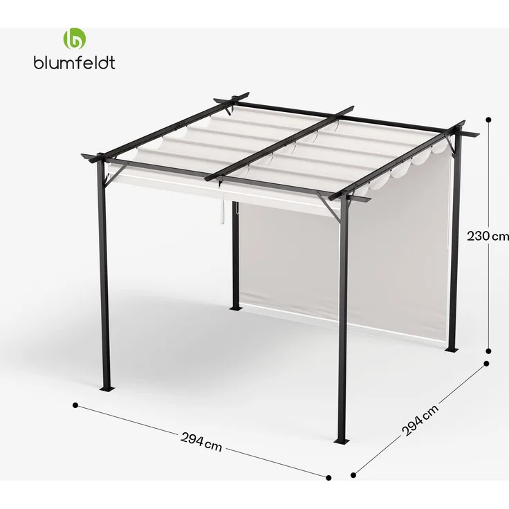 Blumfeldt Pavillon 3x3, Wasserdicht Stabil Winterfest, Pulverbeschichteter Stahlrahmen, Wetterfestes Polyesterdach, Seitliche Jalousien, Einfache Montage, Ganzjährig Nutzbar – Bild 8