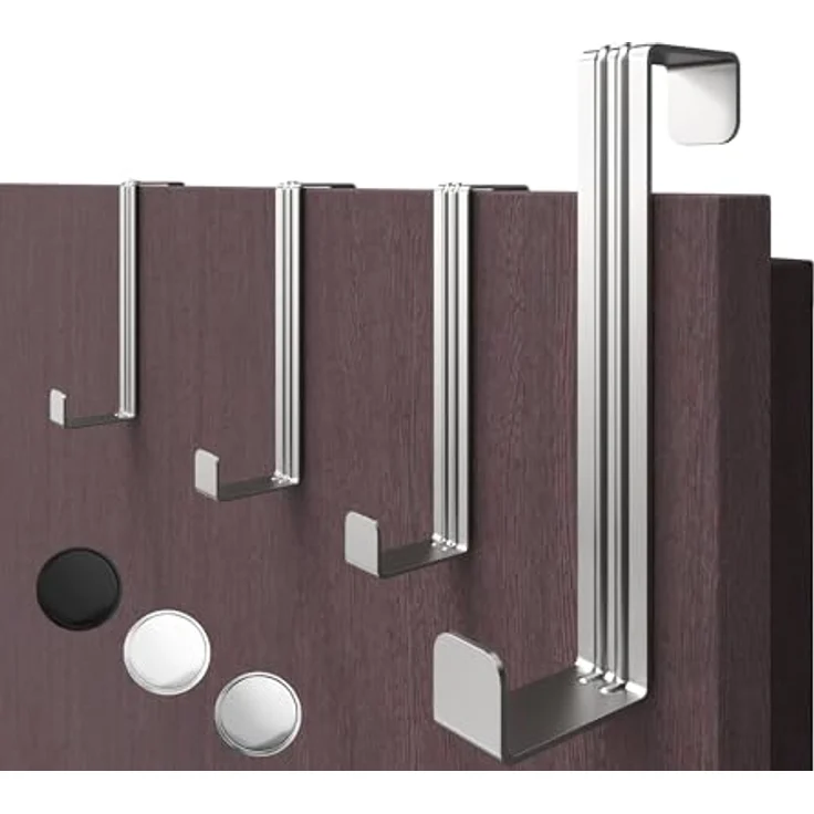 4smile Türhaken zum Einhängen, 4er Set - Edelstahl Kleiderhaken für Tür oder Schrank, vielseitige Haken zum Einhängen - Türgarderobe mit hoher Tragkraft, stabile Türhakenleiste – Bild 2
