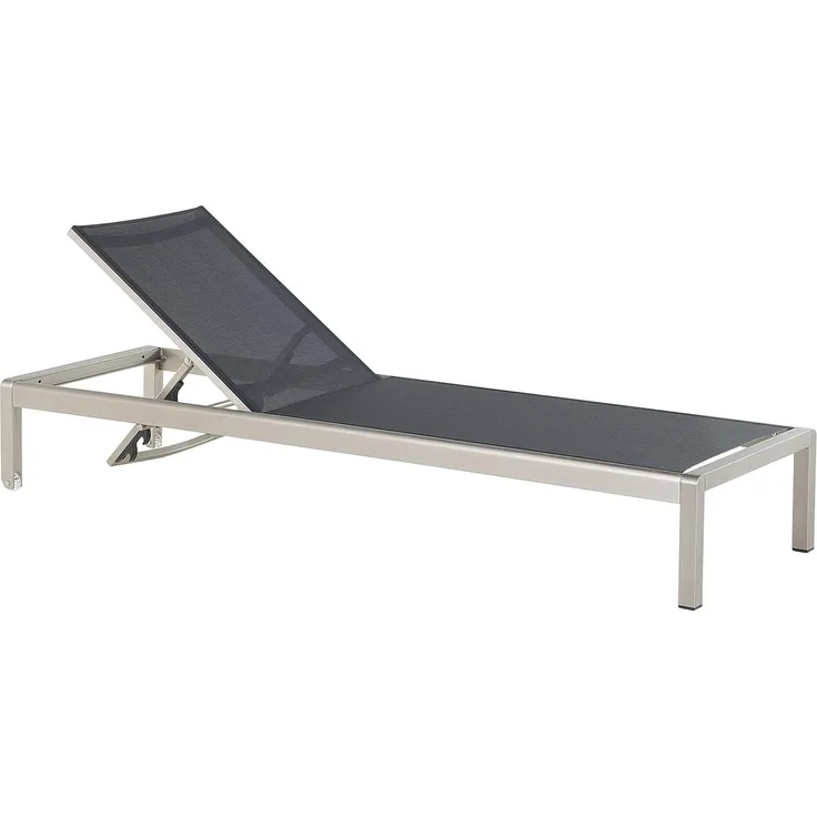 'FOSSATO' Gartenliege UV-beständig, verstellbare Rückenlehne, Aluminium schwarz