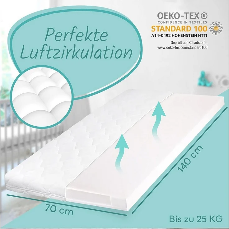 Komfortschaummatratze Babymatratze H2 mit Trittkante, Sun Garden, 10 cm hoch, (Bezug waschbar), 60x120 cm, 70x140 cm H2 – Bild 2