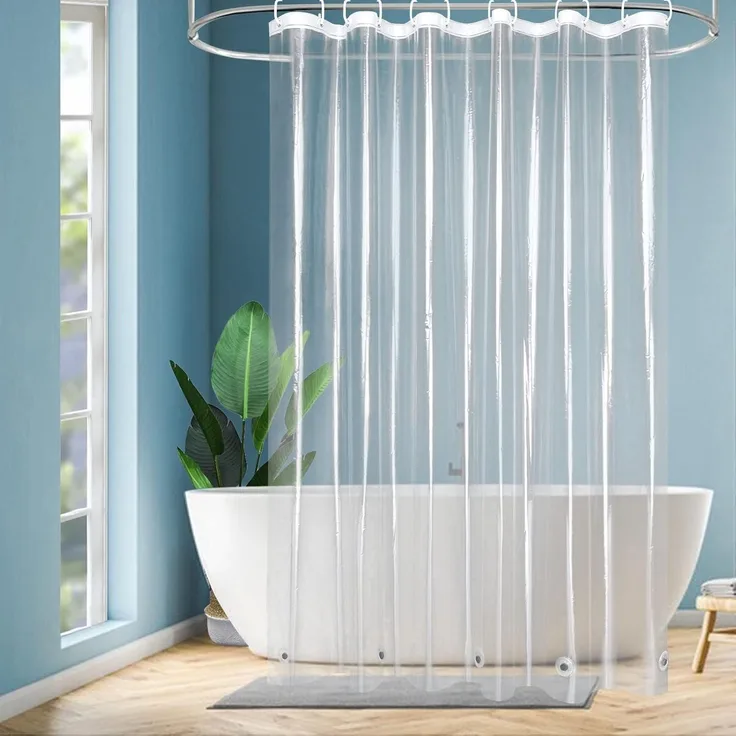 Transparenter Duschvorhang Überlänge 180x220 Wasserdicht 5 Magnete & 12 Haken
