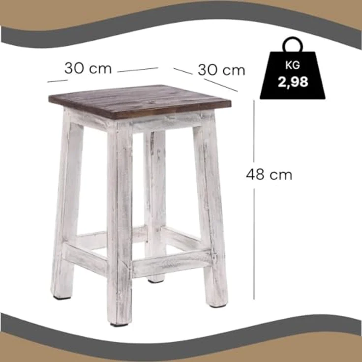 DESIGN DELIGHTS Hocker Sitzhocker MADERO, 48x30cm(HxB) Altholz Holzhocker, massivholz Hocker – Bild 3