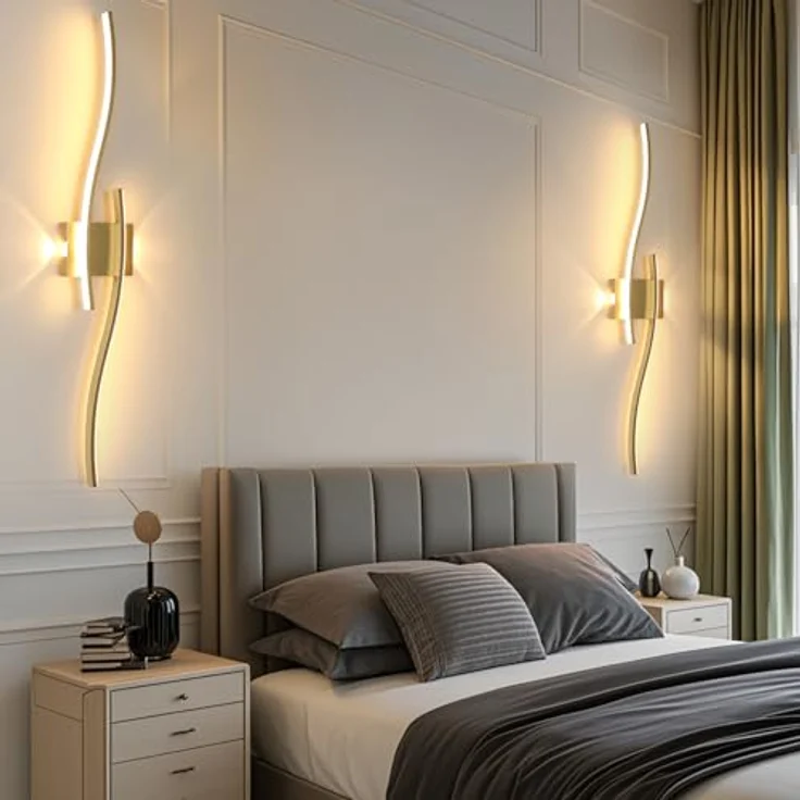 LED Wandleuchte Innen Gold, 89CM 29W Lange Wandlampe Dimmbar mit Fernbedienung 3000K-6500K, 2 Fimmige, Modern Wandlicht LED mit Memory-Funktion für Wohnzimmer Schlafzimmer – Bild 8