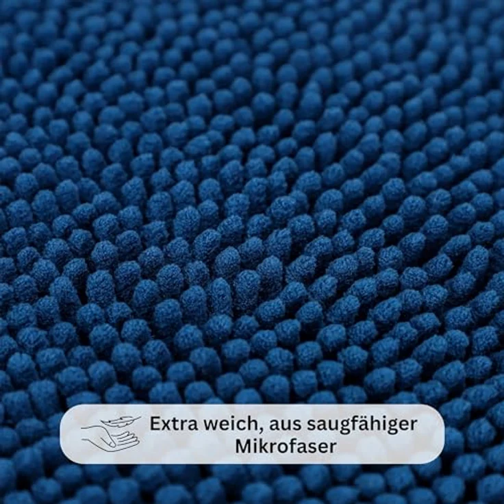 WohnDirect Badematte 45x45 cm MIT WC Ausschnitt | Dunkelblau - rutschfest & Waschbar - Badezimmerteppich zum Set kombinierbar, Badvorleger, WC Garnitur, Badteppich – Bild 6