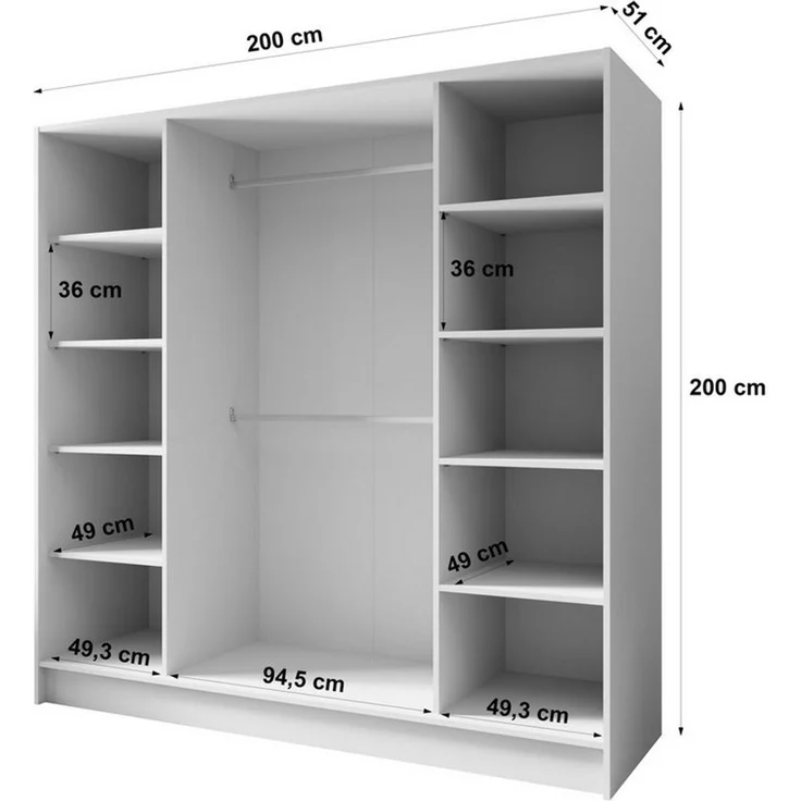 Masseno Drehtürenschrank RENVO 200 cm Kleiderschrank mit Spiegel 4 Türen Kaschmir – Bild 3