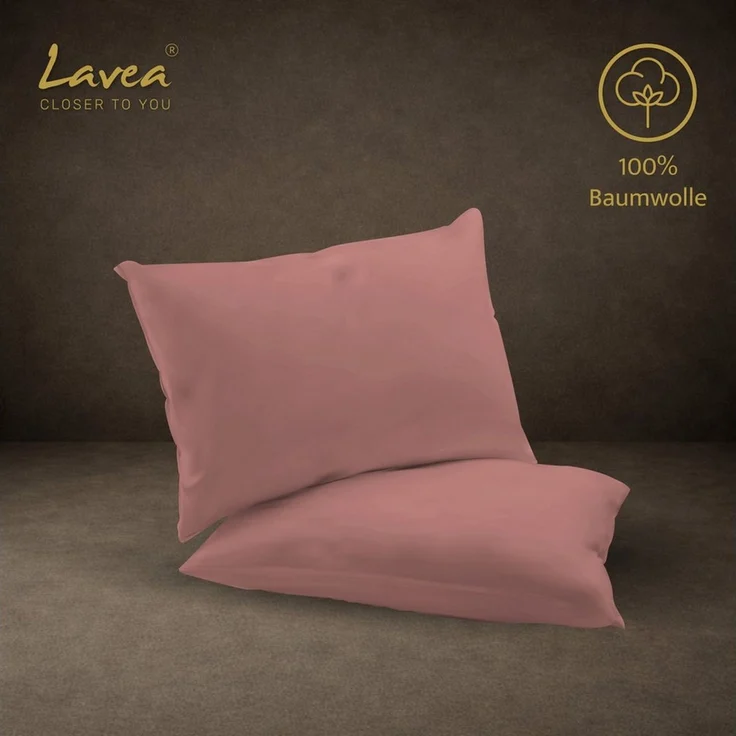 Lavea Kissenbezug 2er Set 100% Baumwolle flauschig, Jasmin, Kissenhülle, Kissenbezüge, (2 Stück), pflegeleicht, langlebige Qualität, mit Reißverschluss – Bild 3