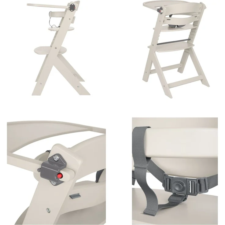 Kikka boo Kinderhochstuhl Nordy Holz Kinderstuhl Fußstütze verstellbarer Sitz beige – Bild 4