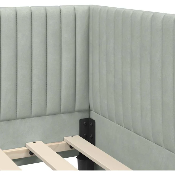 vidaXL Eckbettgestell mit Matratze mit Kopfteil 2 pcs Hellgrau Samt 3393798 – Bild 10