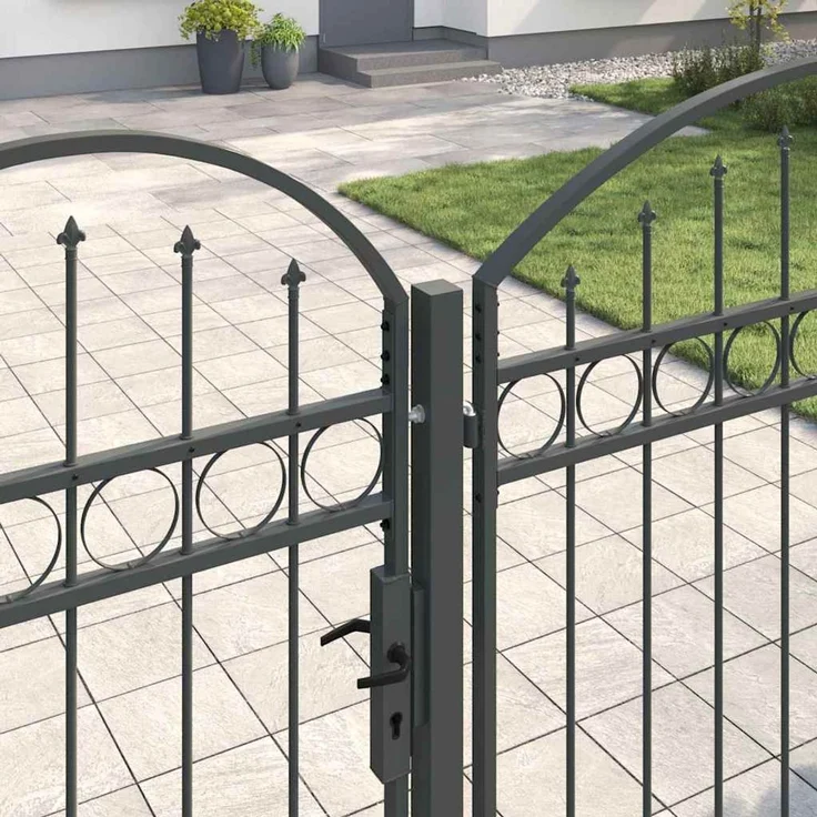 vidaXL Gartentor mit gewölbtem Oberteil Assen Grau 400 x 125 cm Stahl 42008956 – Bild 3