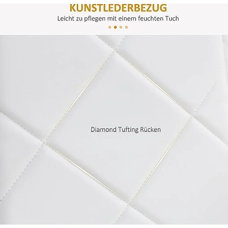 HOMCOM Esszimmerstuhl Polsterstuhl mit Stahlbeine (Esstuhl, 4 St), Kunstleder, Weiß, 41 x 50 x 97 cm – Bild 6