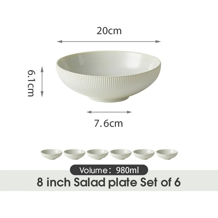 JIWOO Suppenteller 4/6er Ø20cm Speiseteller Salatteller Pastateller Teller Suppenschüssel, (6 St), Hochwertiges Tellerset WeiB Mikrowellen- und spülmaschinenfest Ø20cm – Bild 1