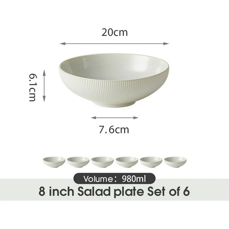 JIWOO Suppenteller 4/6er Ø20cm Speiseteller Salatteller Pastateller Teller Suppenschüssel, (6 St), Hochwertiges Tellerset WeiB Mikrowellen- und spülmaschinenfest Ø20cm