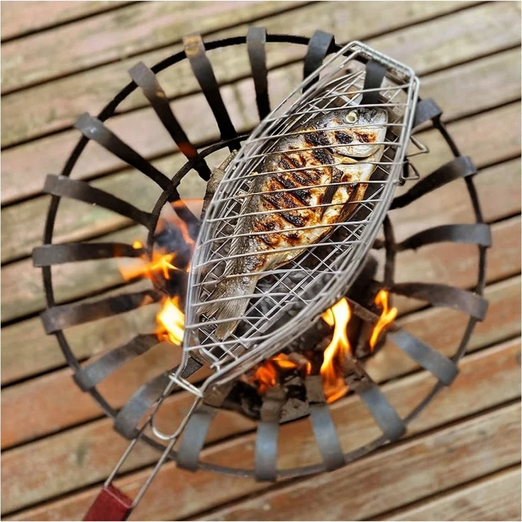 VonBueren Grillwender VonBueren Fisch-Grillhalter mit Holzgriff, 63x16 cm – Bild 3