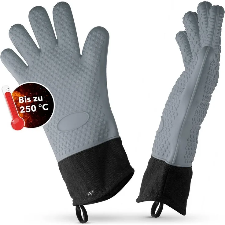AVANA Topfhandschuhe Silikon Ofenhandschuhe Hitzebeständige Kochhandschuhe Handschuhe, Anti-Rutsch, weiches Baumwoll-Innenfutter, bis 250°C