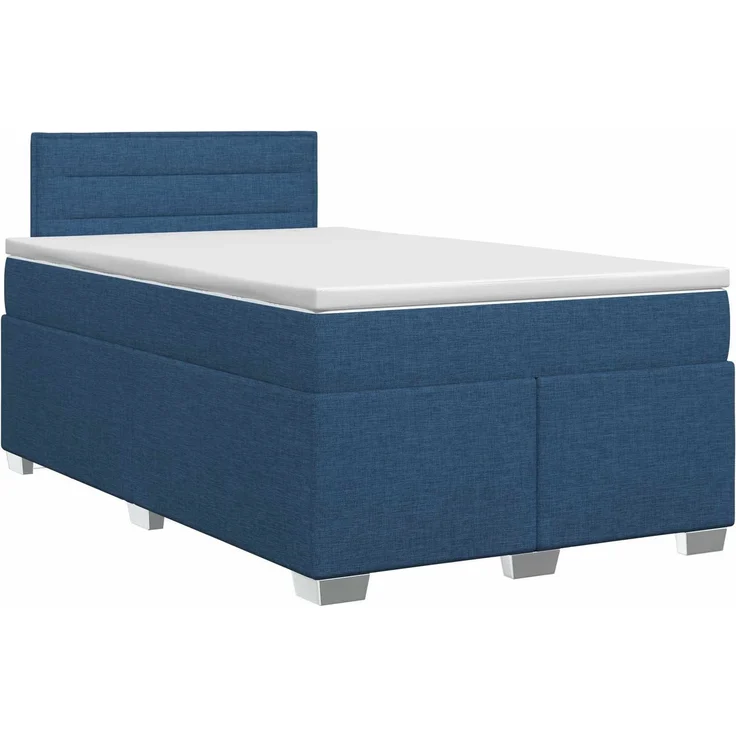 vidaXL Boxspringbett mit Matratze mit Kopfteil Blau 120 x 200 cm Stoff 3450452 – Bild 2