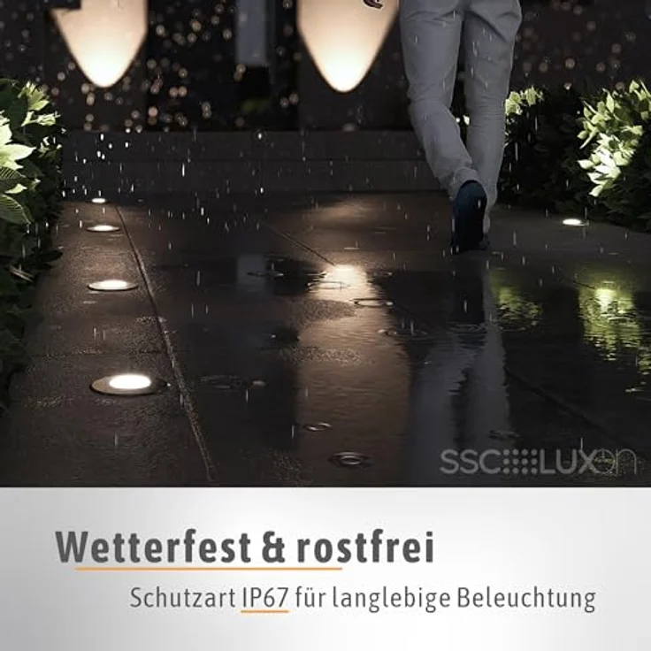 SSC-LUXon LED Gartenstrahler JUAVI Bodeneinbauleuchte IP67 schwarz rund für 1x GU10, ohne Leuchtmittel – Bild 7