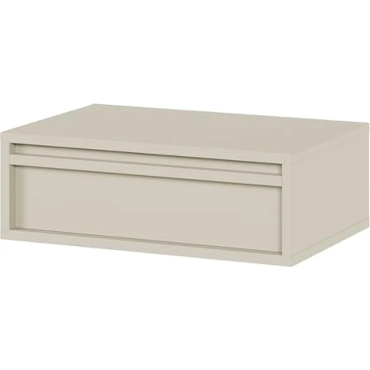 Selsey Nachtschrank Evo, Greige, hängende Nachtkonsole mit 1 Schublade, 50x17x34 cm, kratzfest und pflegeleicht – Bild 1
