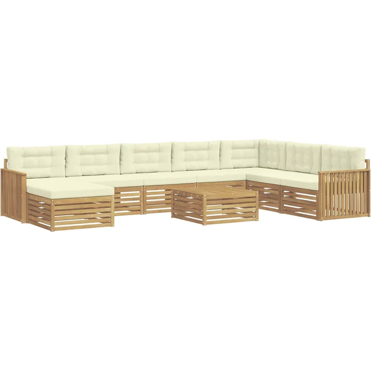 vidaXL Outdoor-Sofagarnitur 9 stk. 7-Sitzer Weiß und Creme 3391000 – Bild 2