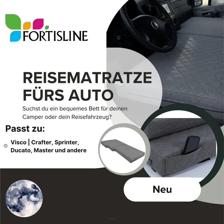 Klappmatratze Fahrerhaus-Matratze VISCO, Crafter, Sprinter, Ducato, Master & weitere, FORTISLINE – Bild 2