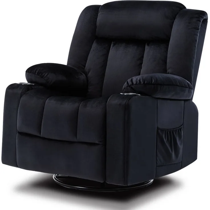 COMHOMA Relaxsessel TV-Sessel Fernsehsessel Ruhesessel mit Wippfunktion, 360° drehbar, Lounge Sessel für Wohnzimmer, Getränkehalter, Seitentaschen