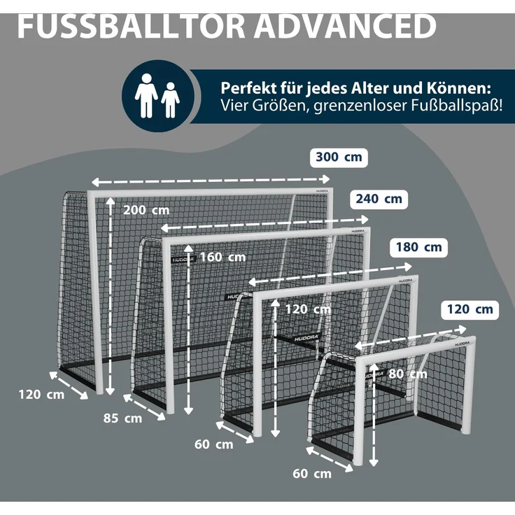 Hudora 'Advanced 240' Fußballtor, Stahlrohrrahmen weiß, 240x160 cm – Bild 2