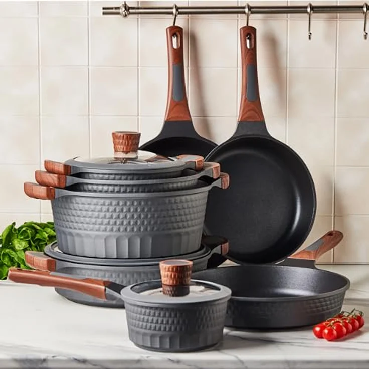 RESTO Kitchenware Kochtopf Capella, Schmortopf antihaftbeschichtet und spülmaschinenfest, Aluminiumguss (2-tlg), mit Glasdeckel und stoßdämpfendem Silikonrand, im Geschenkkarton – Bild 9