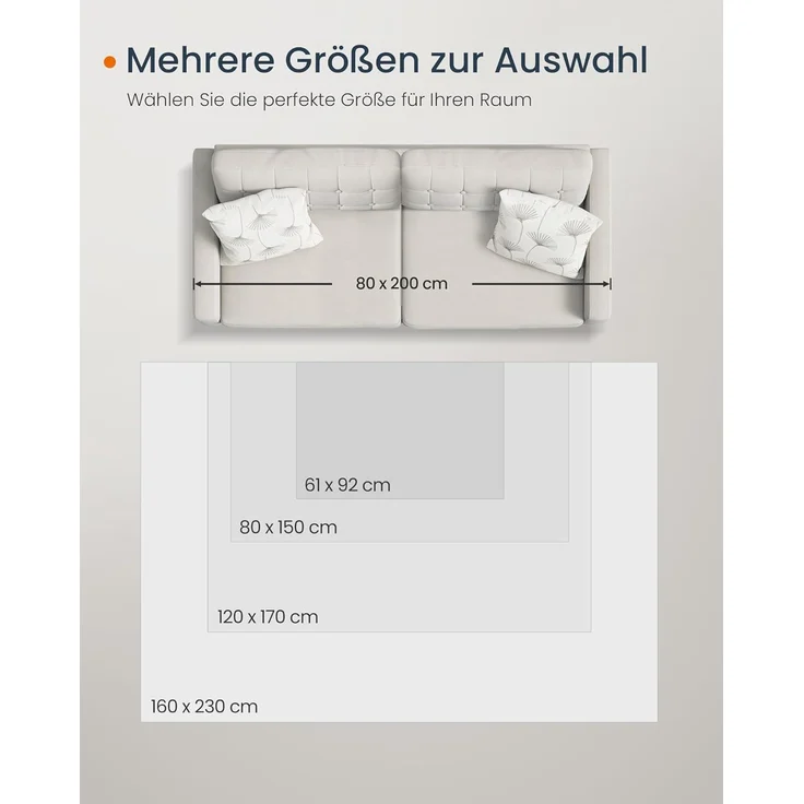 Songmics HOME Teppich, 80x150 cm, Wohnzimmerteppich, Rutschfester Teppich, Kurzflor, flauschig, Dekoration, für Wohnzimmer, Schlafzimmer, maschinenwaschbar, Boho-Stil, Taubengrau – Bild 6