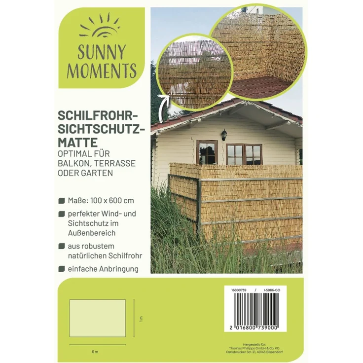 5x Schilf Sichtschutzmatte H1xB6m Natur Garten Blick Draußen Zaun Wind Terrasse – Bild 1