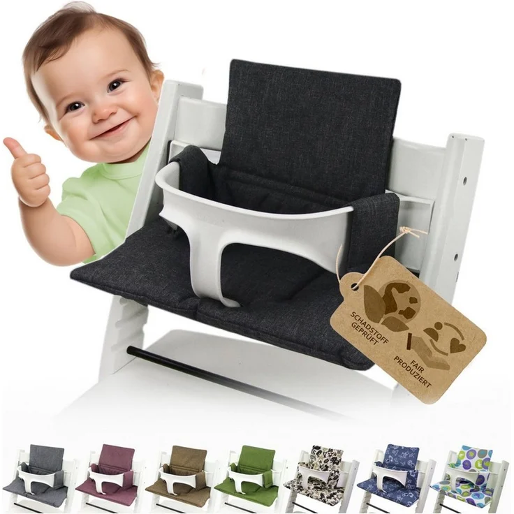 Ersatzbezug Kissen kompatibel mit Stokke Tripp Trapp M2 (meliert schwarz) | Sitzkissen, Kissen-Set, weich, gepolstert, waschbar & langlebig – Bild 1