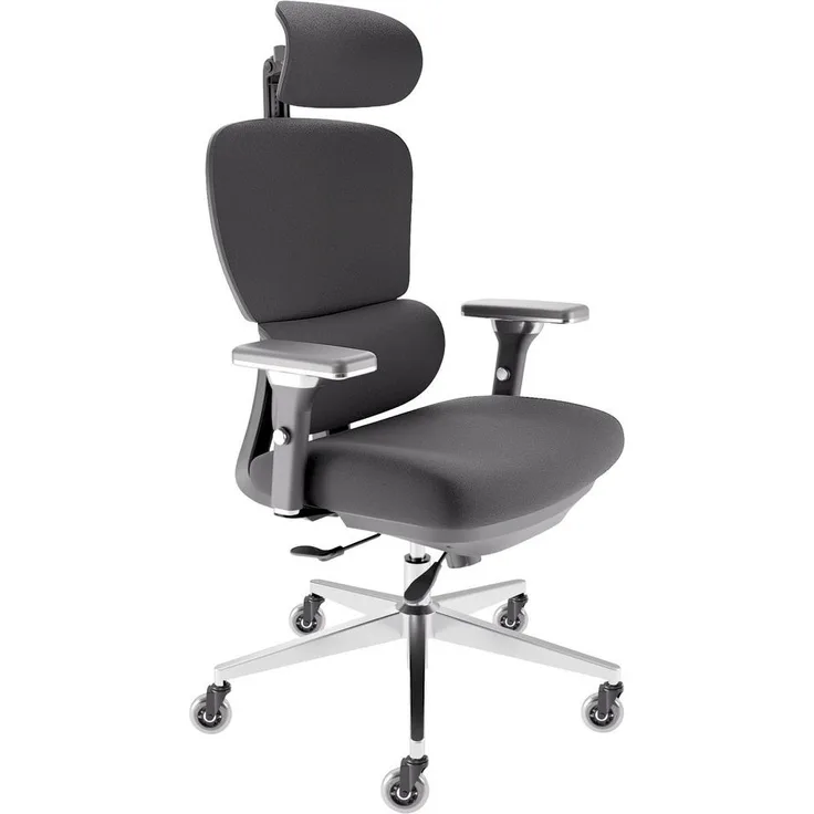 Clouvou ProSeat Bürostuhl, Schwarz, Textil, ergonomisch, IGR-zertifiziert, 1-Sitzer, 70x145x70 cm