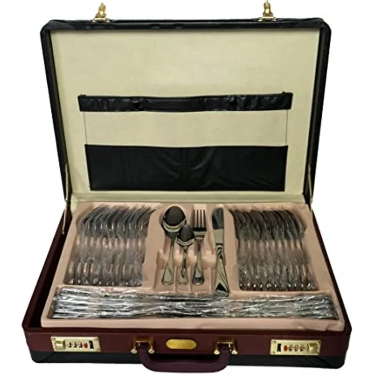 QLS Besteck-Set silber aus Edelstahl (72-tlg), 12 Personen, Essbesteck im Koffer Besteckgarnitur