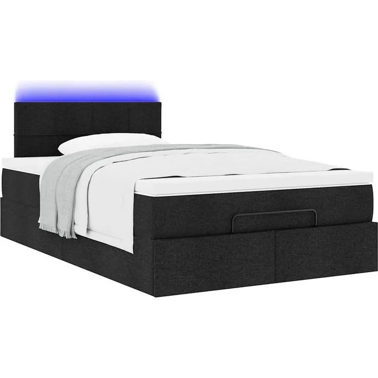 vidaXL Ottomane Bett mit Matratze & LEDs Schwarz 120x190 cm Stoff 3312293 – Bild 5